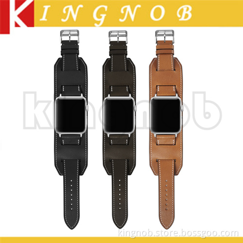 Handmade France Leather Strap Cuff Bracelet Leather Watch Band For Apple Watchband